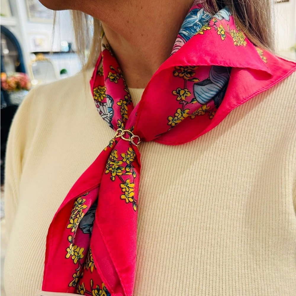 Floral Pink Scarf with scarf ring